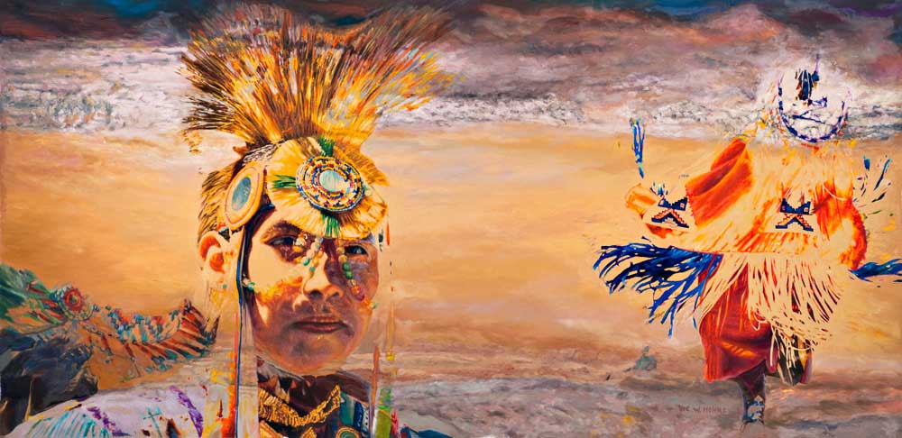 Dream Dancer by Victor Hohne, Size: 22"h x 40"w, original painting oil on canvas, The Drum Dance guardian spirit