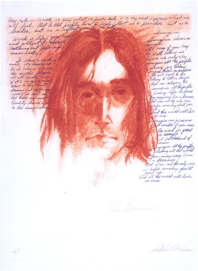 John Lennon by LeRoy Neiman, Size: 26 1/4”h x 20 1/4"w, Published 1989, Limited Edition Etching, Numbered 100 pieces, Signed and numbered by LeRoy Neiman